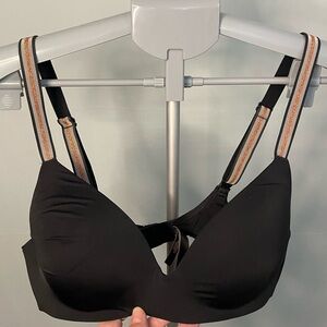 Victoria's Secret‎ Black Bra with Orange Striped Straps 34C